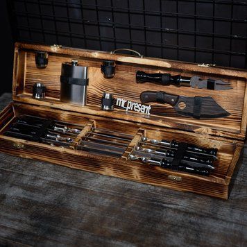 Набор шампуров в кейсе Blackwood set №2. Шашлычный набор. Подарок мужчине
