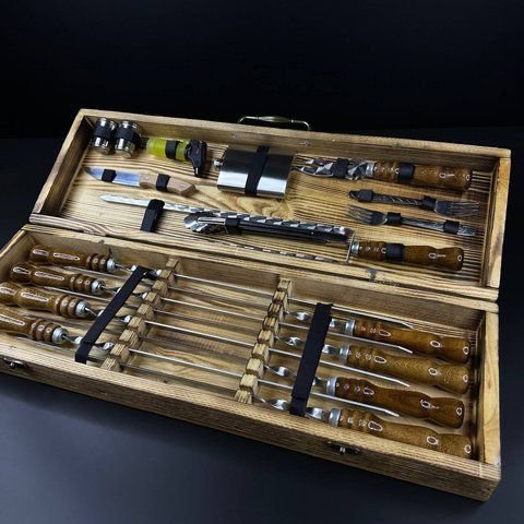 Набір шампурів у кейсі Shampur Box №3 S. Шашличний набір. Подарунок братові