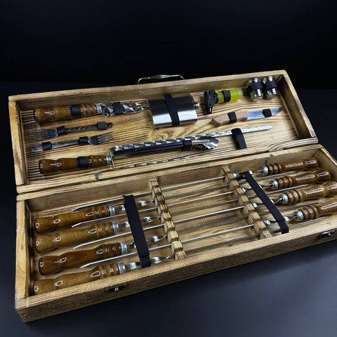 Набір шампурів у кейсі Shampur Box №3 S. Шашличний набір. Подарунок чоловікові