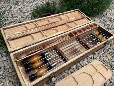 Набір шампурів у кейсі Eko-Grill. Шашличний набір. Подарунок братові