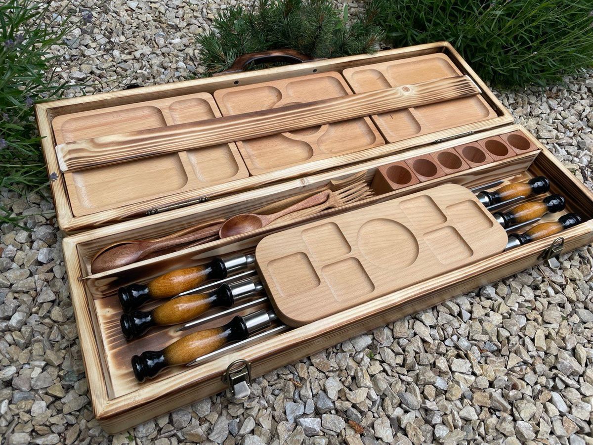 Набір шампурів у кейсі Eko-Grill. Шашличний набір. Подарунок батькові
