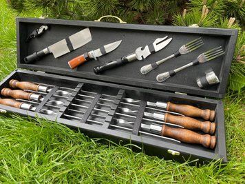 Набор шампуров в кейсе Пикник 16 S. Шашлычный набор. Подарок брату