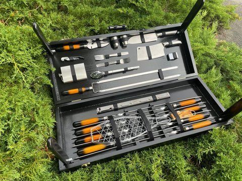 Набір шампурів Кейс-столик Grill master M . Шашличний набір. Подарунок братові