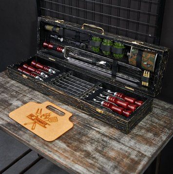 Набір шампурів у кейсі Militari Lux №2. Шашличний набір. Подарунок чоловікові