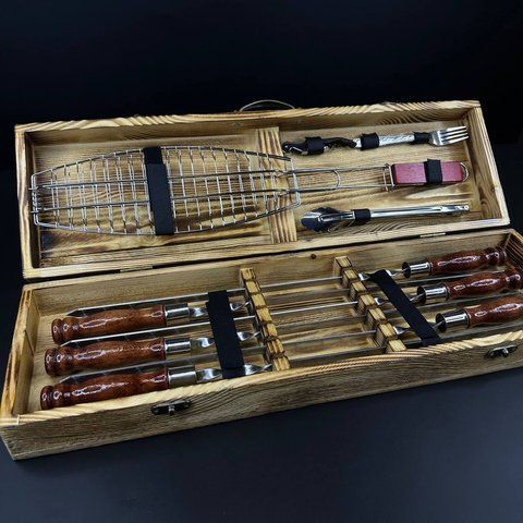 Набір шампурів у кейсі Grill Box-2 S. Шашличний набір. Подарунок чоловікові