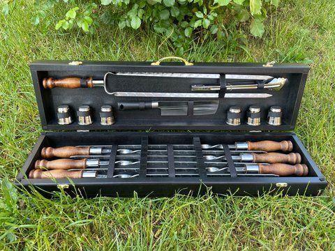 Набір шампурів у кейсі Grill Box 8 S. Шашличний набір. Подарунок чоловікові
