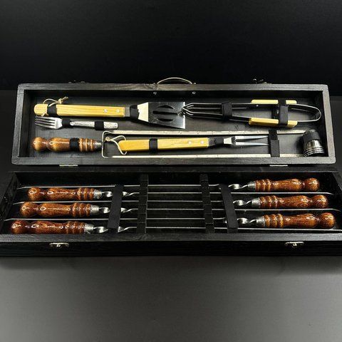 Набір шампурів у кейсі Grill Box 3 S. Шашличний набір. Подарунок батькові