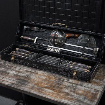 Вишуканий вінтажний набір шампурів в кейсі Vintage №5. Подарунок для чоловіка