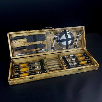 Набор шампуров в кейсе Eko-Box №22 XS. Шашлычный набор. Подарок другу.