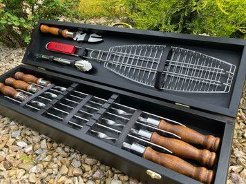 Набір шампурів у кейсі Grill Box 4 S. Шашличний набір. Подарунок батькові