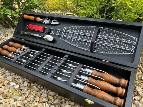 Набір шампурів у кейсі Grill Box 4 S. Шашличний набір. Подарунок батькові