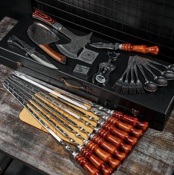 Набор шампуров в кейсе Blackwood №3 XL. Шашлычный набор. Подарок мужчине