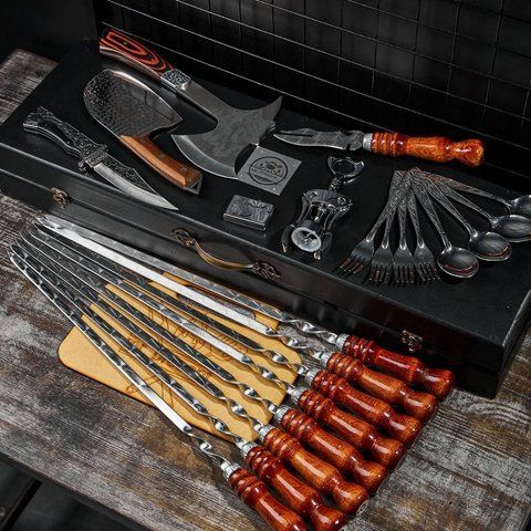 Набор шампуров в кейсе Blackwood №3 XL. Шашлычный набор. Подарок мужчине