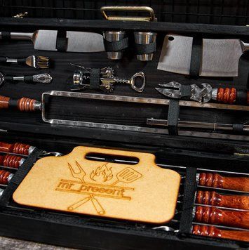 Набір шампурів Кейс-столик Blackwood №4 M . Шашличний набір. Подарунок братові