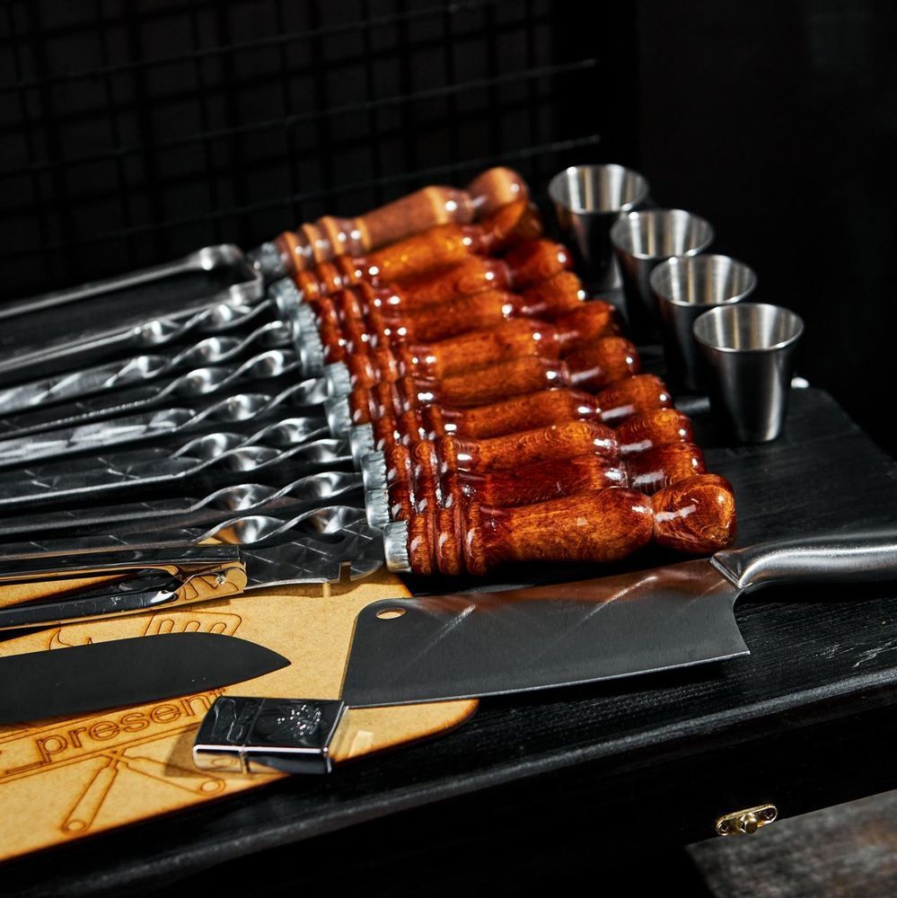 Набор шампуров Кейс-столик Blackwood №4 M. Шашлычный набор. Подарок брату