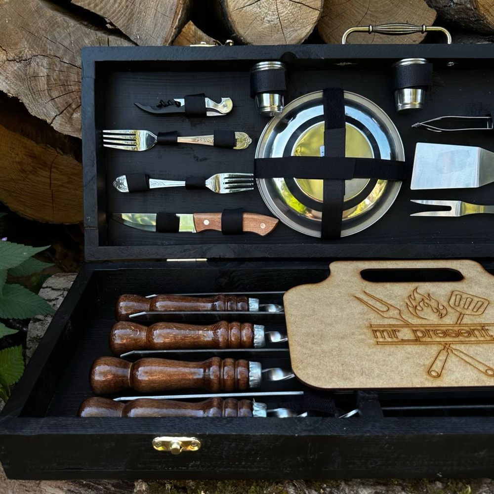Набір шампурів у кейсі Grill Box S. Шашличний набір. Подарунок батькові