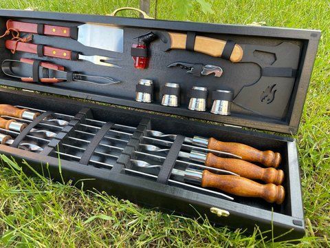 Набір шампурів у кейсі Grill Box 5 M. Шашличний набір. Подарунок батькові