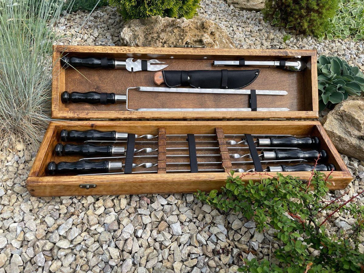 Набір шампурів у кейсі Grill skiff S. Шашличний набір. Подарунок чоловікові