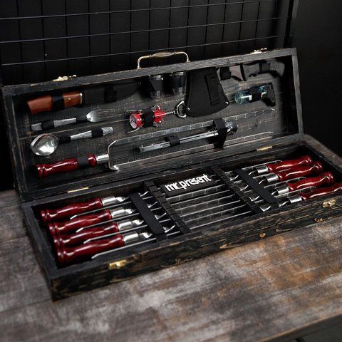 Набір шампурів у кейсі Grill Vintage №1 Шашличний набір. Подарунок чоловікові