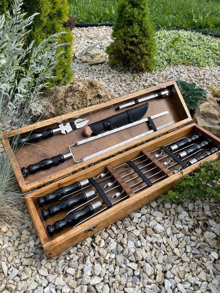Набір шампурів у кейсі Grill skiff S. Шашличний набір. Подарунок чоловікові