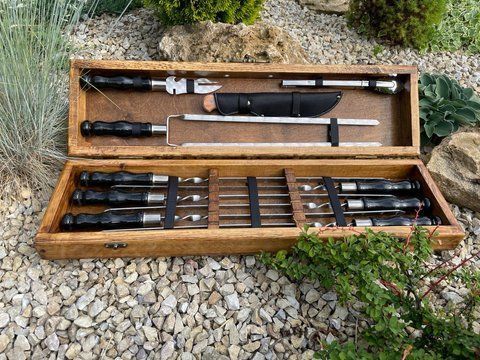 Набор шампуров в кейсе Grill skiff S. Шашлычный набор. Подарок отцу