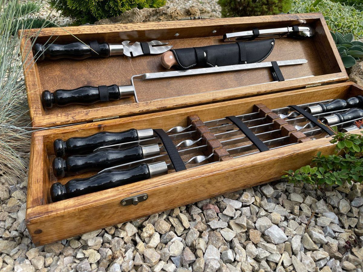Набір шампурів у кейсі Grill skiff S. Шашличний набір. Подарунок братові