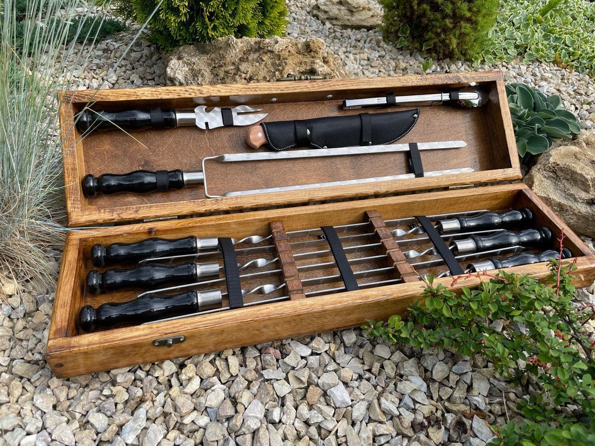 Набір шампурів у кейсі Grill skiff S. Шашличний набір. Подарунок братові