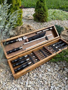 Набор шампуров в кейсе Grill skiff S. Шашлычный набор. Подарок брату