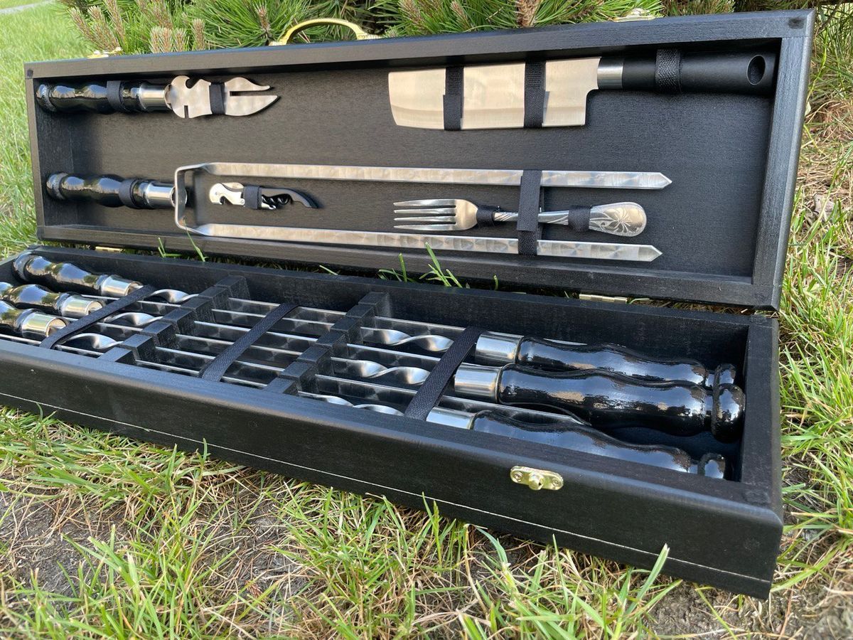 Набор шампуров в кейсе Grill Box 7 S. Шашлычный набор. Подарок отцу