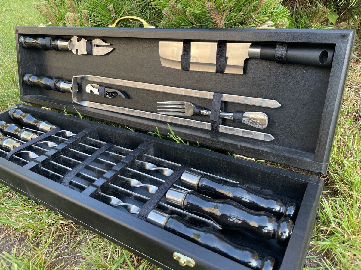 Набор шампуров в кейсе Grill Box 7 S. Шашлычный набор. Подарок отцу