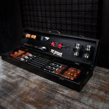 Набір шампурів в кейсі Fox set №3 Шашличний набір. Подарунок братові